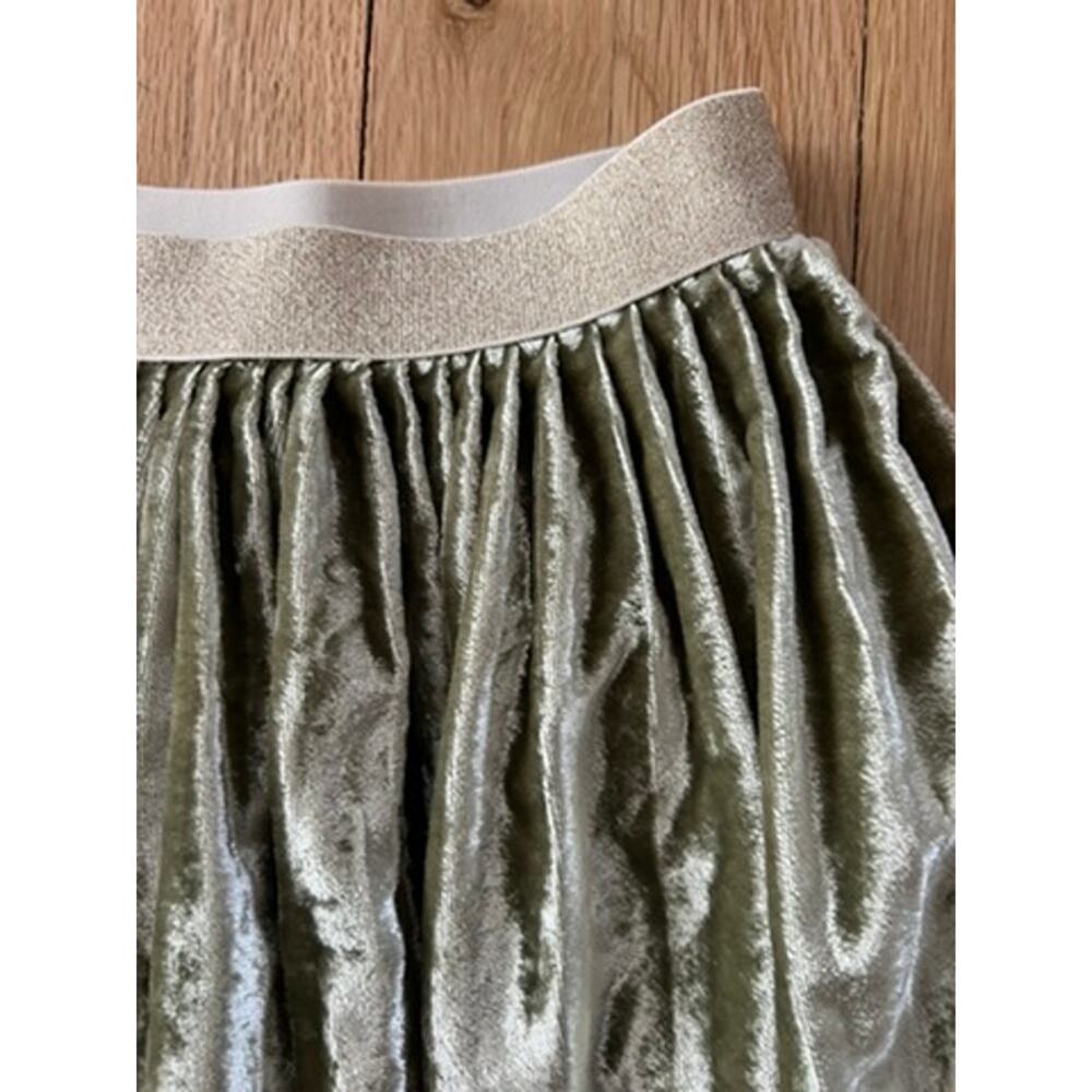 Gymboree Girl Sage Green Gold Crushed Velvet Twirl Midi Glam Holiday (YM 7/8) - Picture 3 of 6